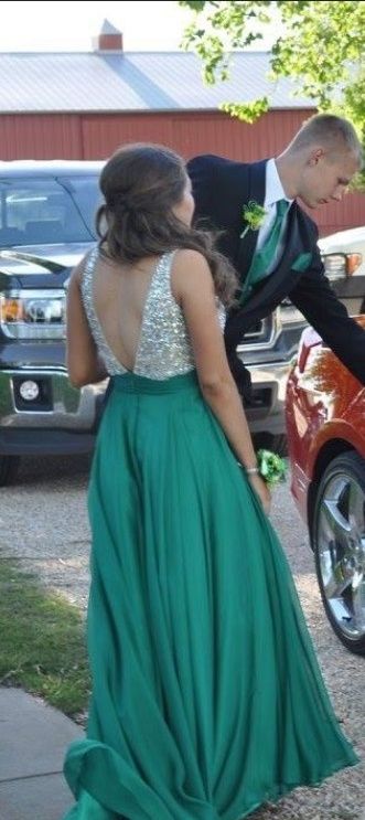 Size 6 Prom Green A-line Dress on Queenly