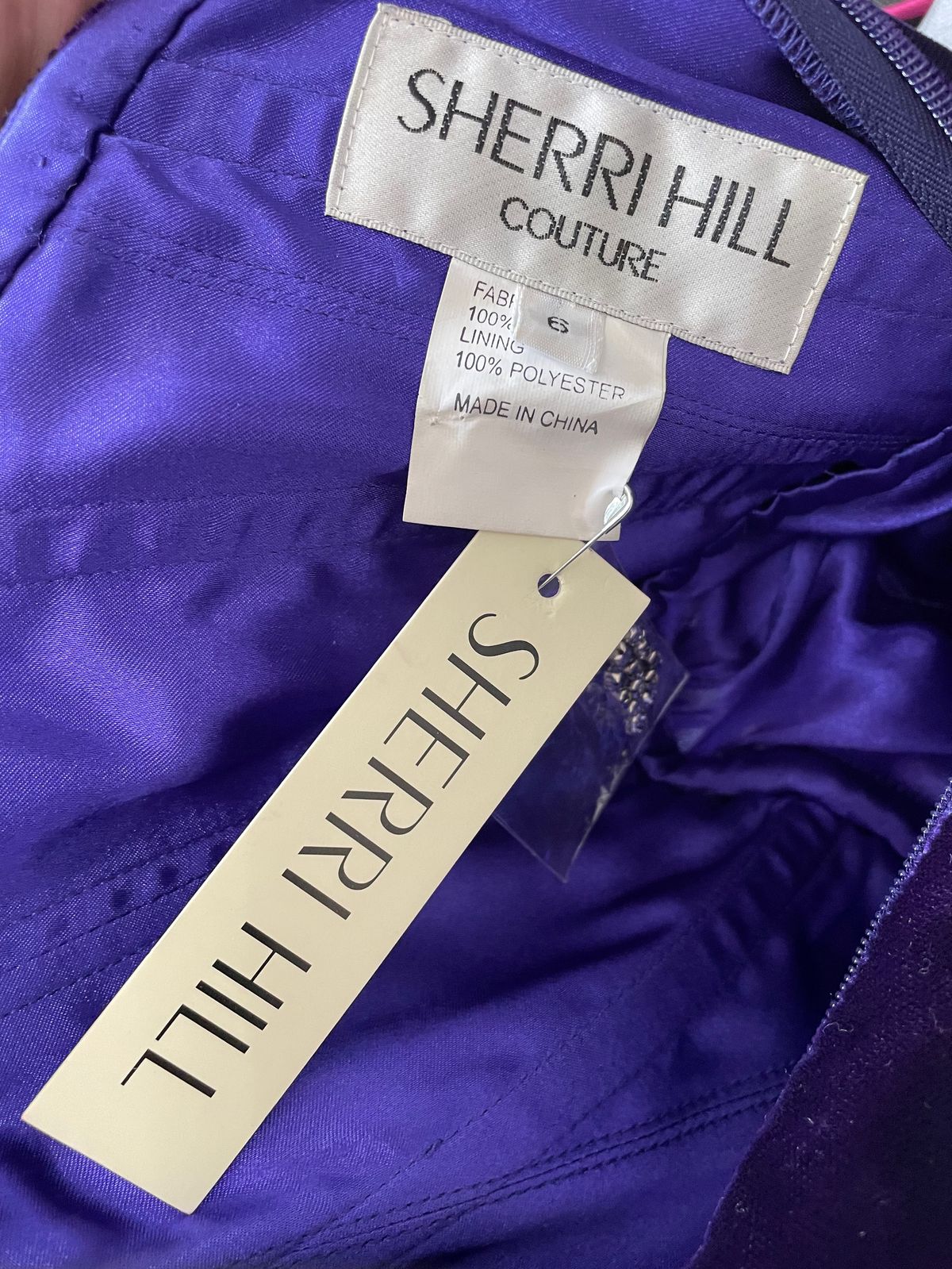 Sherri Hill Size 6 Pageant Velvet Purple Side Slit Dress on Queenly