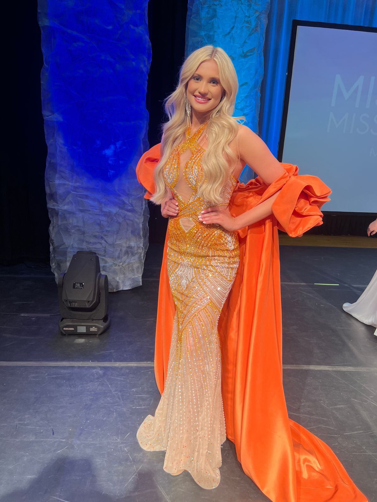 Size S Pageant Orange Mermaid Dress on Queenly