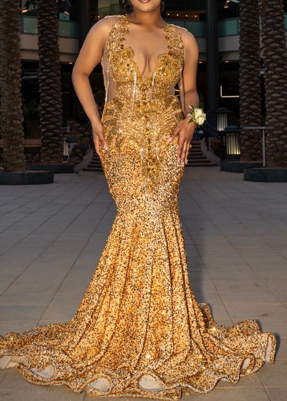 gold mermaid prom dress
