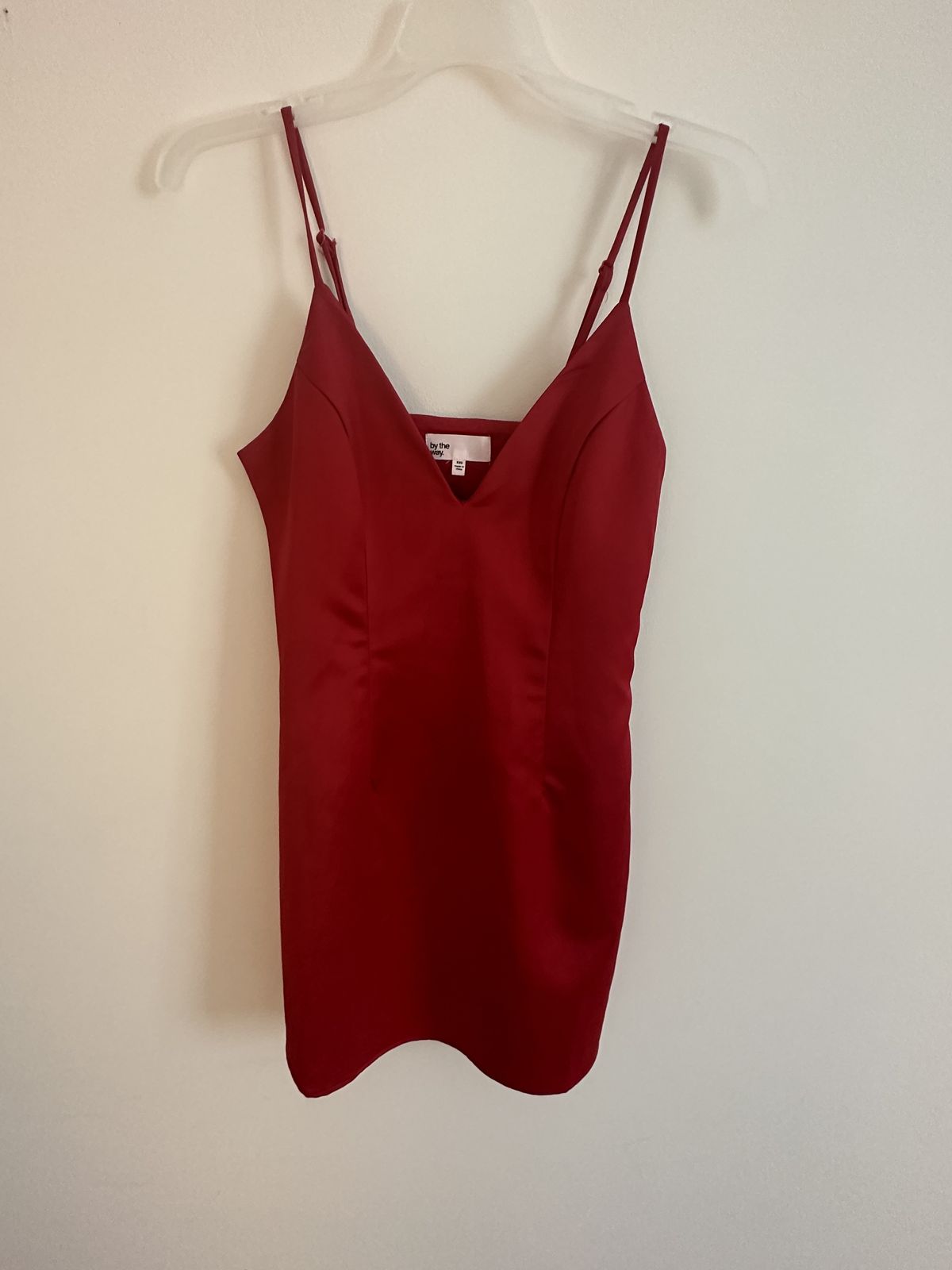 Size 00 Prom Plunge Satin Burgundy Red Cocktail Dress on Queenly