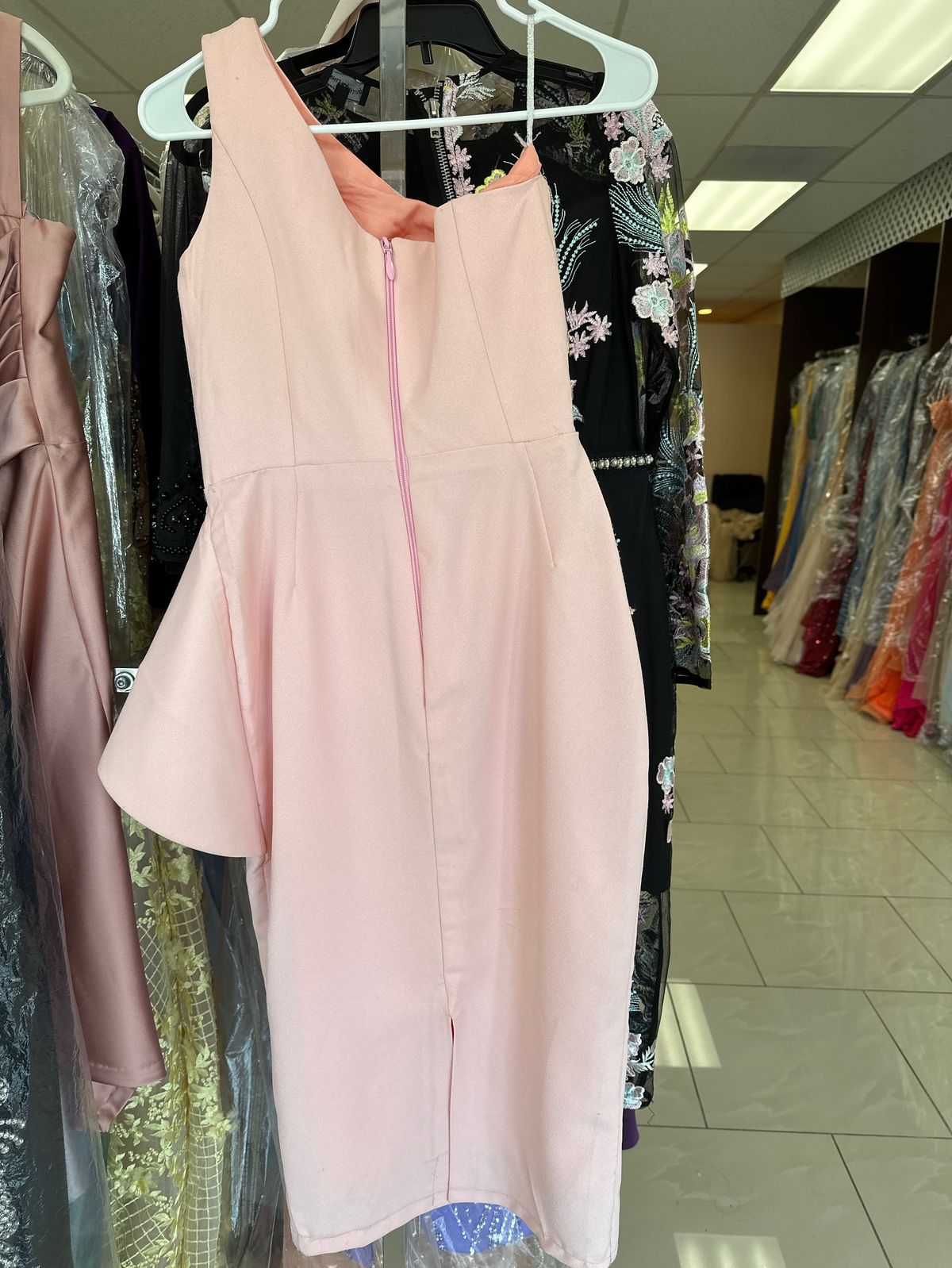 Size S Homecoming One Shoulder Light Pink Cocktail Dress on Queenly