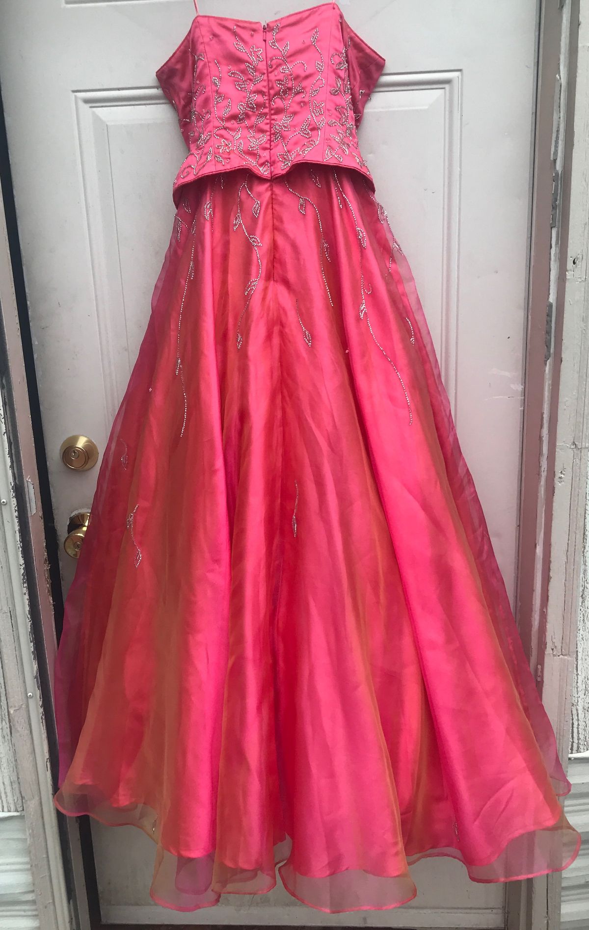 Size 6 Prom Strapless Sequined Hot Pink A-line Dress on Queenly