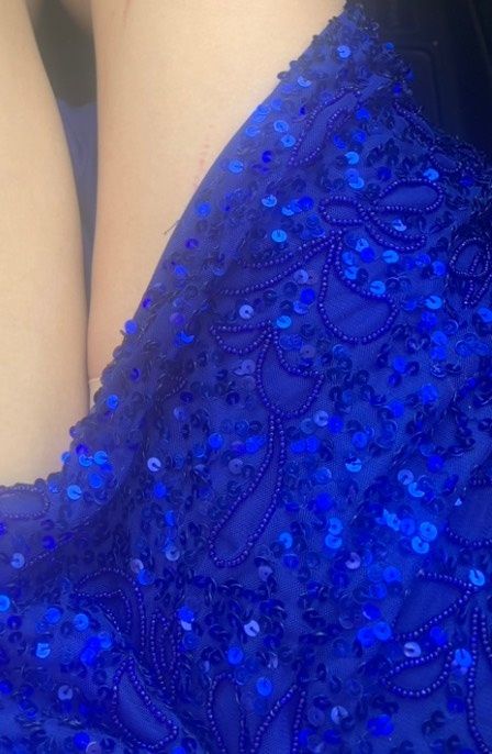 Size 00 Prom Plunge Blue Side Slit Dress on Queenly