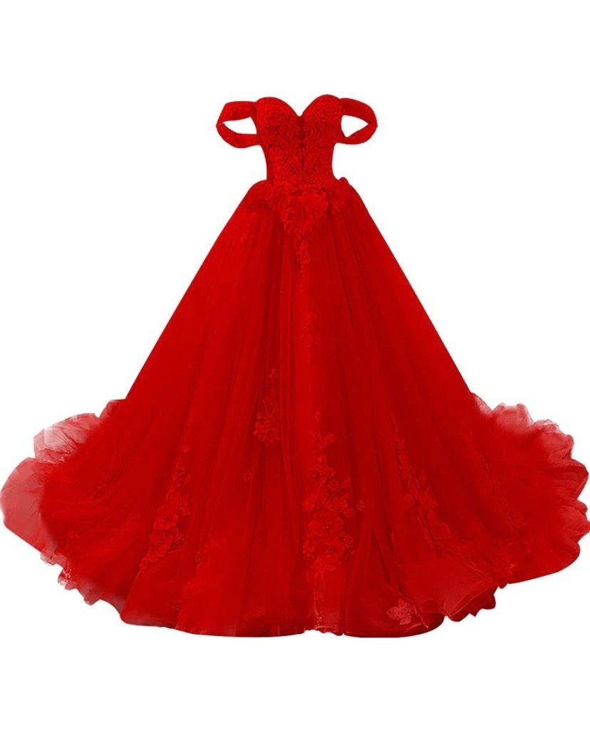 Plus Size 20 Prom Red Ball Gown on Queenly