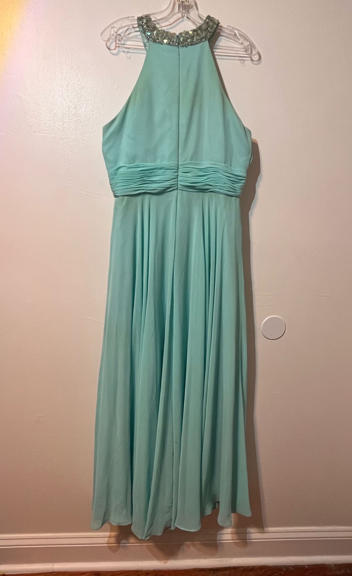 Size 10 Prom Halter Blue Floor Length Maxi on Queenly