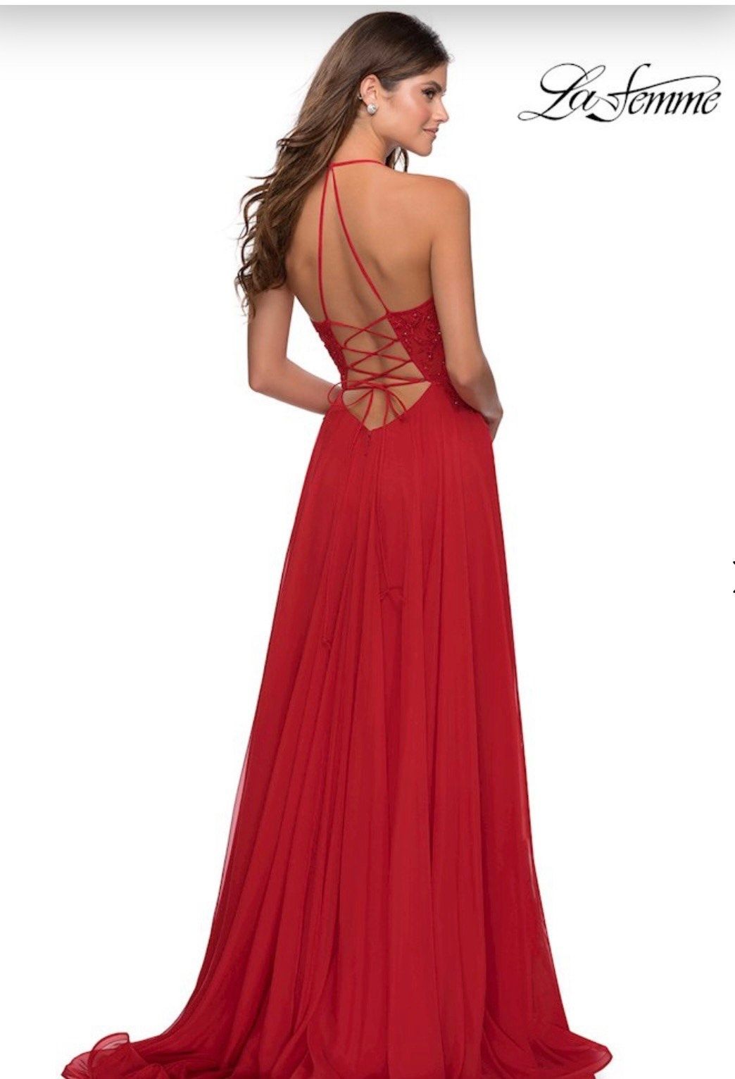 La Femme Size 0 Prom Strapless Red Floor Length Maxi on Queenly
