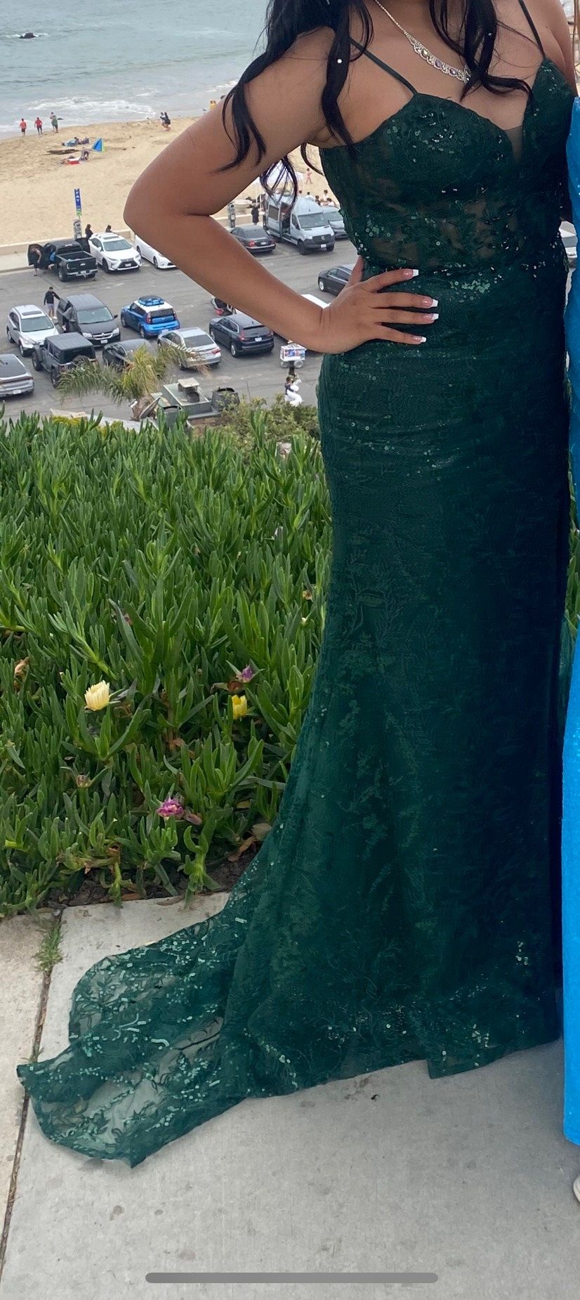 Size M Prom Green Side Slit Dress on Queenly
