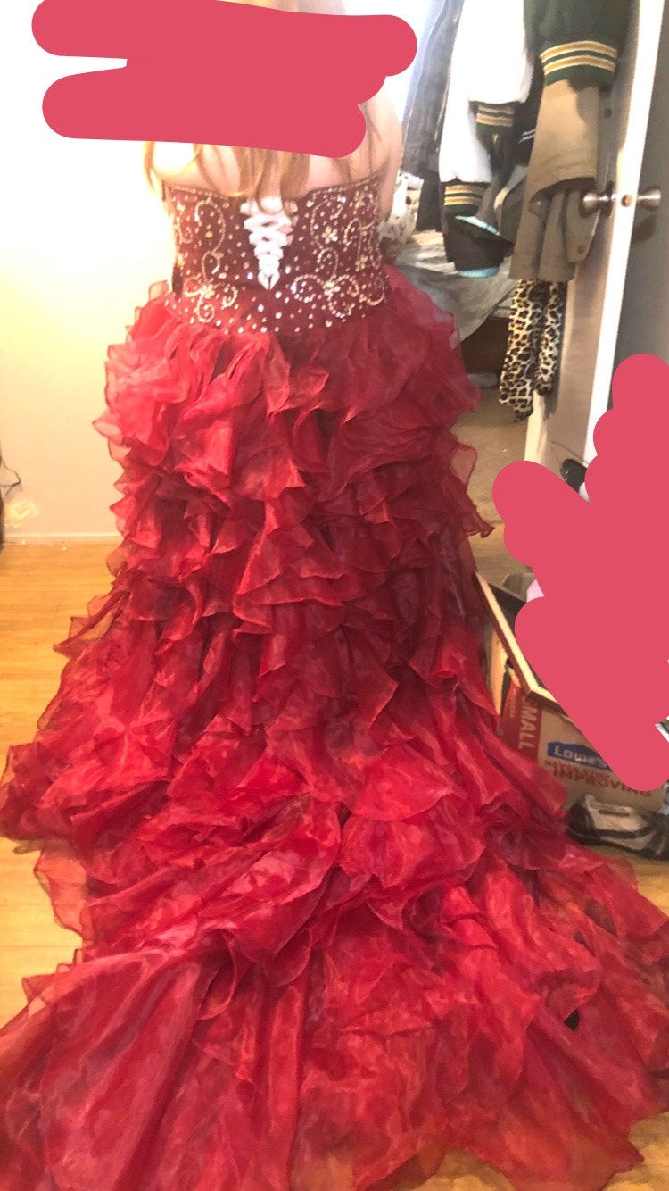 Plus Size 22 Pageant Red Ball Gown on Queenly