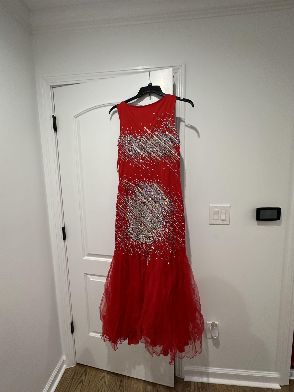 Size 10 Prom High Neck Sequined Red Mermaid Dress on Queenly
