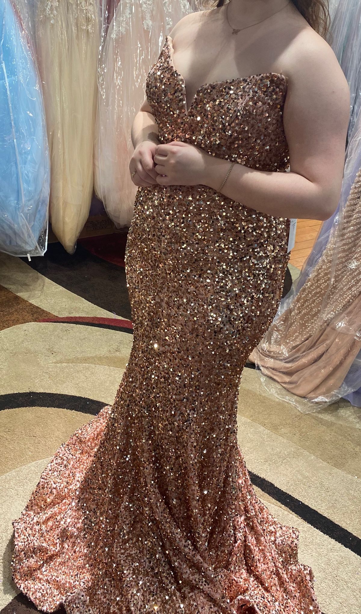 Size 14 Prom Nude Mermaid Dress on Queenly