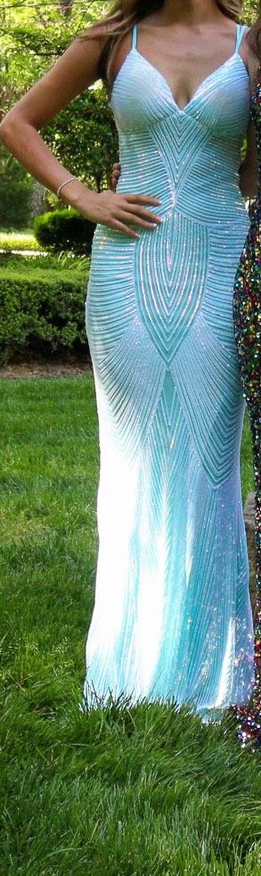 Jovani Size M Prom Light Blue Floor Length Maxi on Queenly