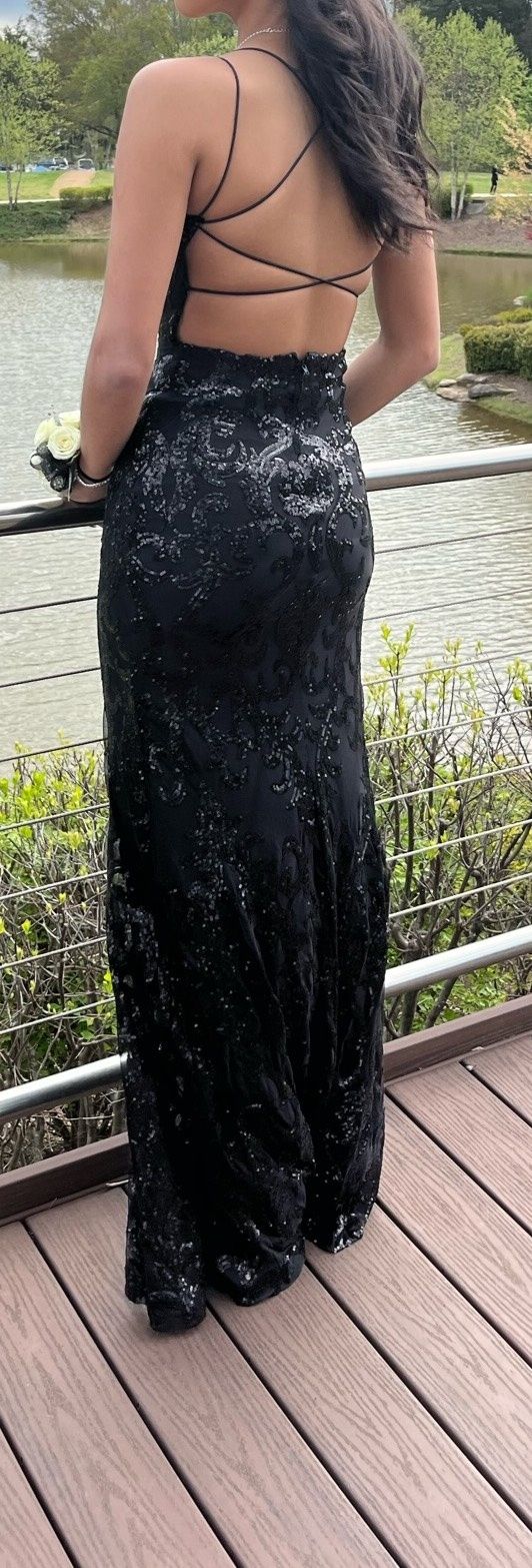 House of CB Size 6 Prom Plunge Black Floor Length Maxi on Queenly