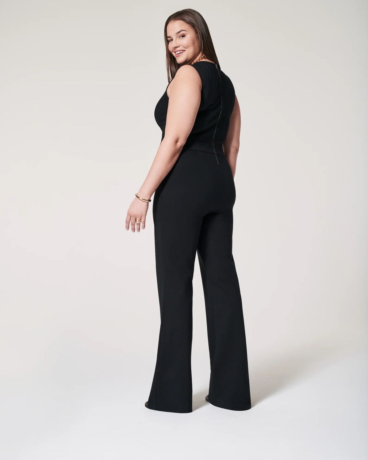 Size 4 Prom Plunge Black Formal Jumpsuit on Queenly