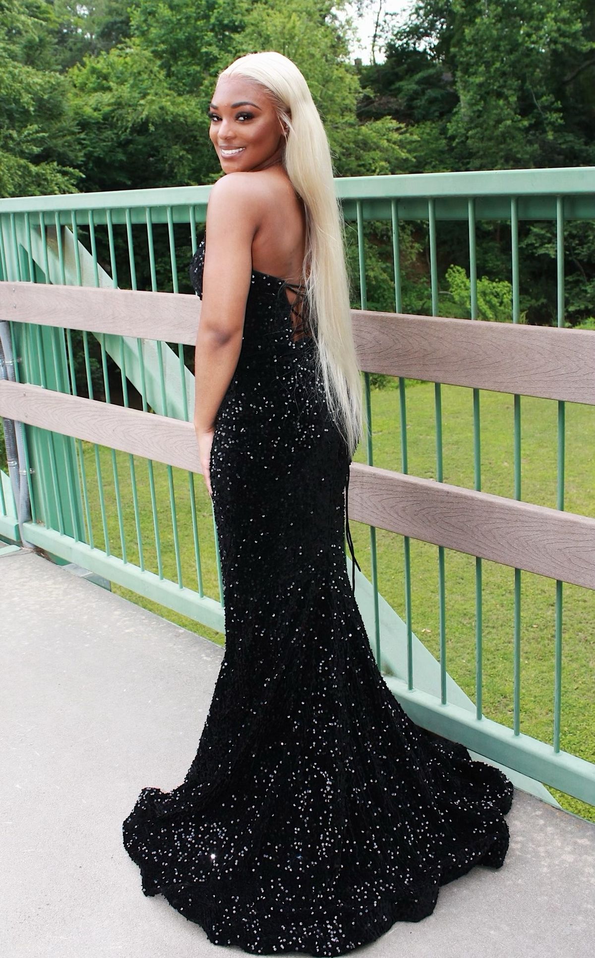 Size 2 Prom Strapless Sequined Black Ball Gown on Queenly