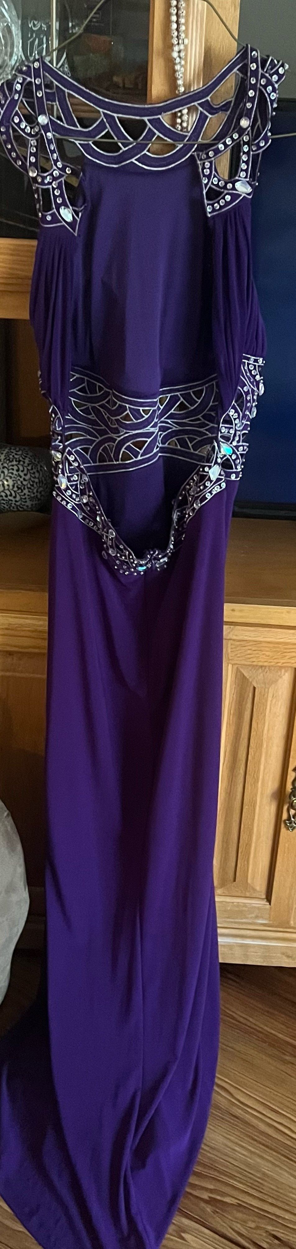 Size 10 Prom High Neck Sequined Purple Floor Length Maxi on Queenly