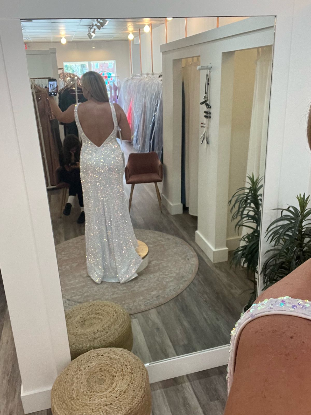 Rachel Allan Size 14 Wedding Plunge Sequined White A-line Dress on Queenly