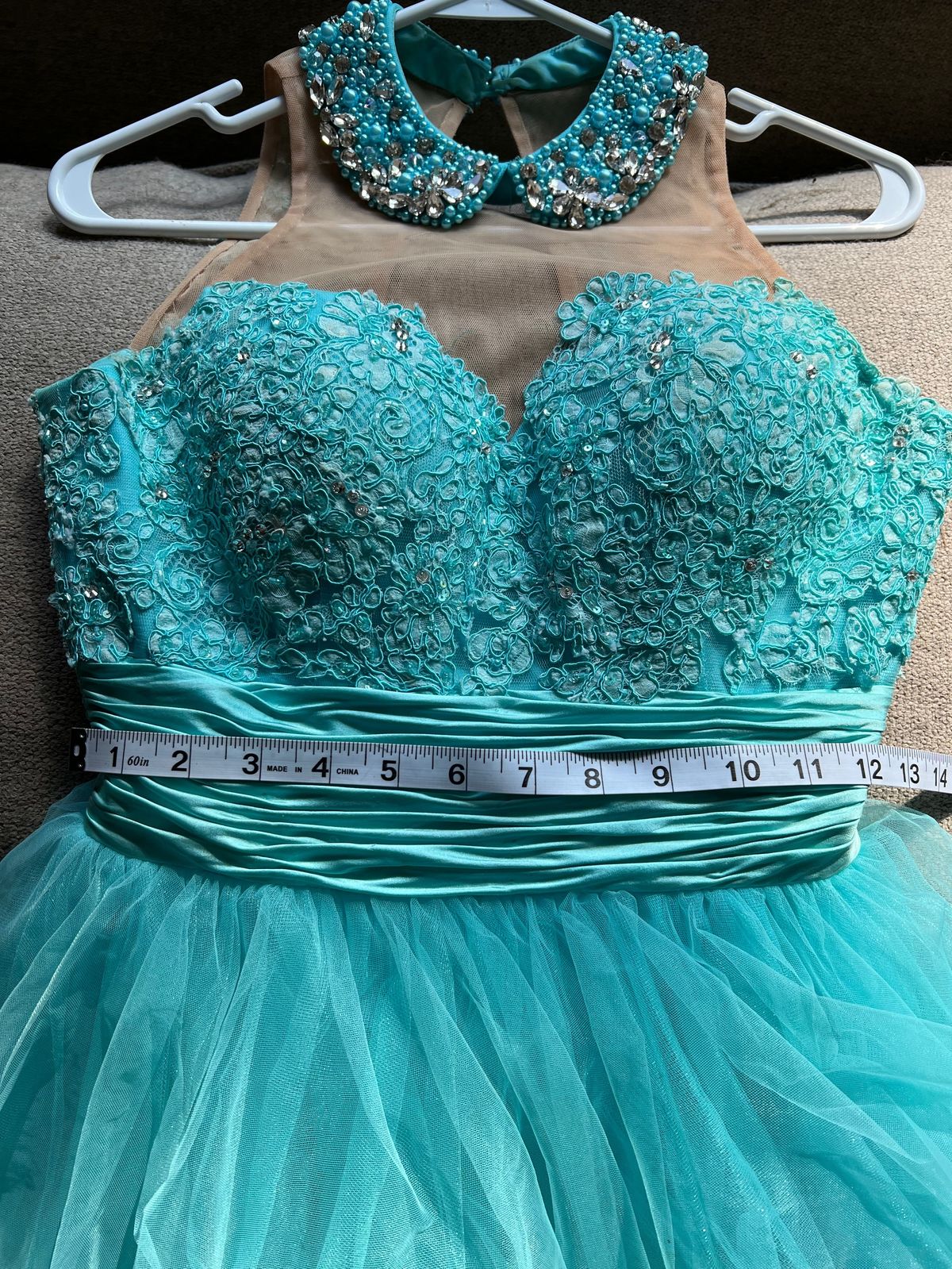 Sherri Hill Size 2 Prom High Neck Sequined Light Blue Cocktail Dress on Queenly