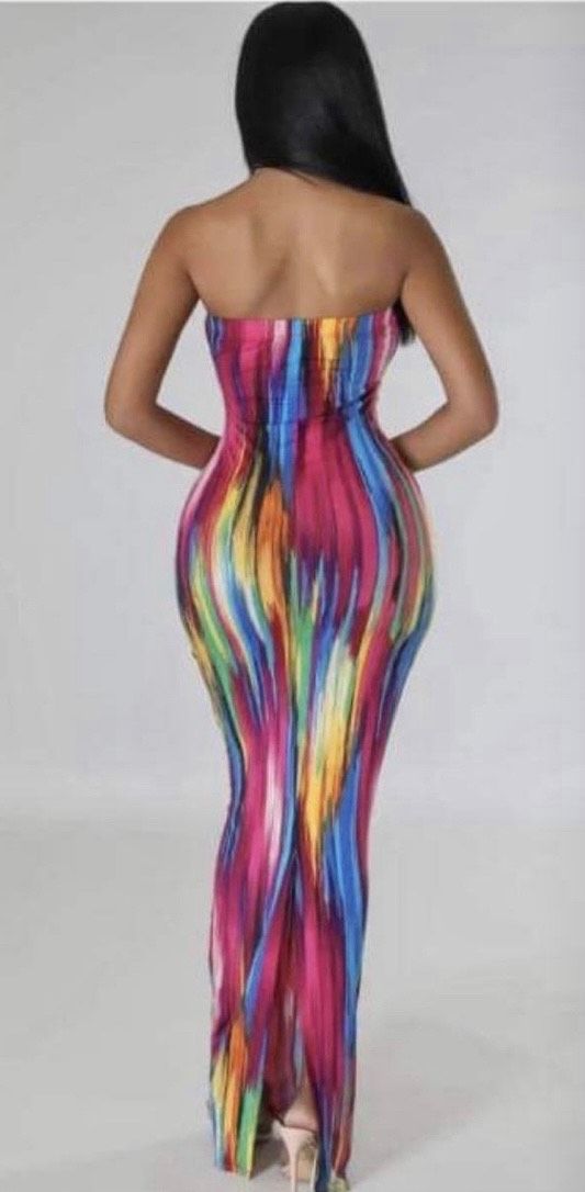 Size S Strapless Multicolor Cocktail Dress on Queenly