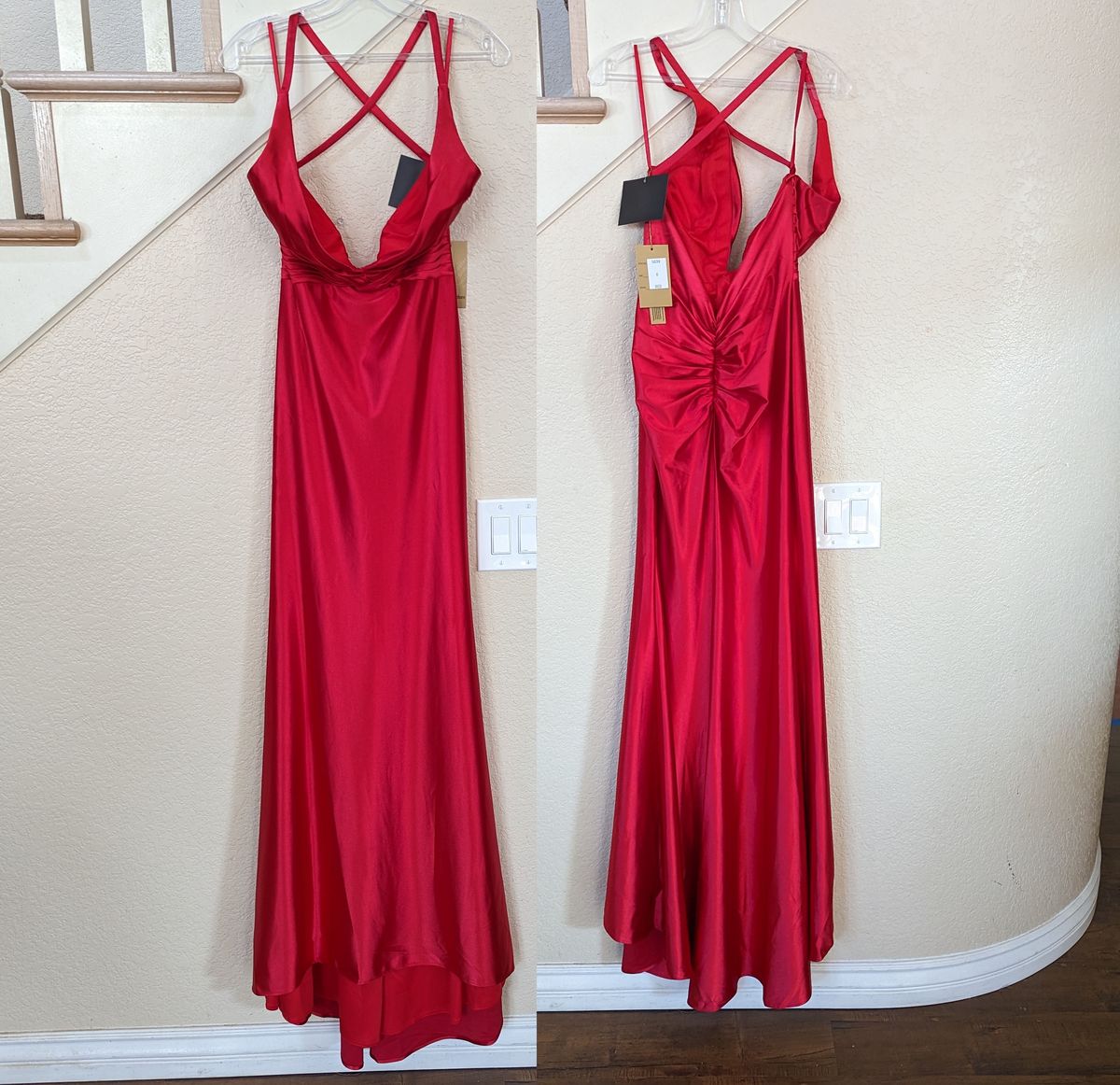 Amelia Couture Size 8 Prom Plunge Red Mermaid Dress on Queenly