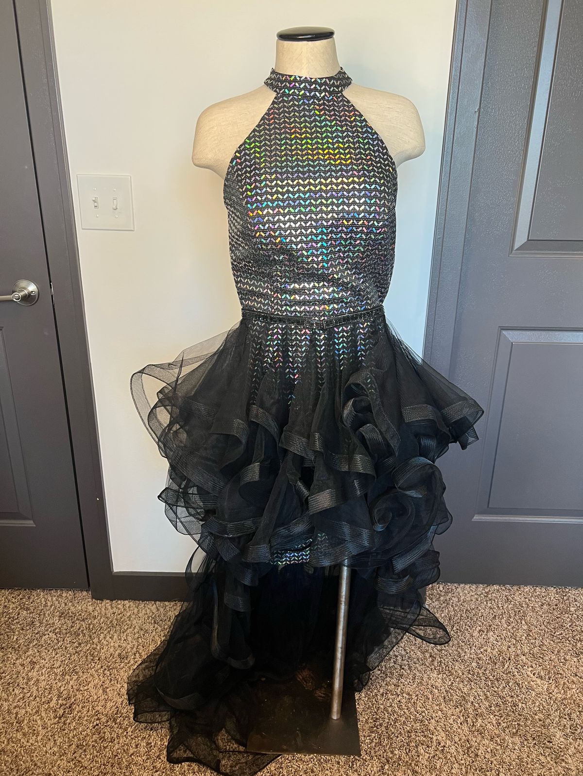 Johnathan Kayne Size 10 Homecoming High Neck Black Cocktail Dress on Queenly