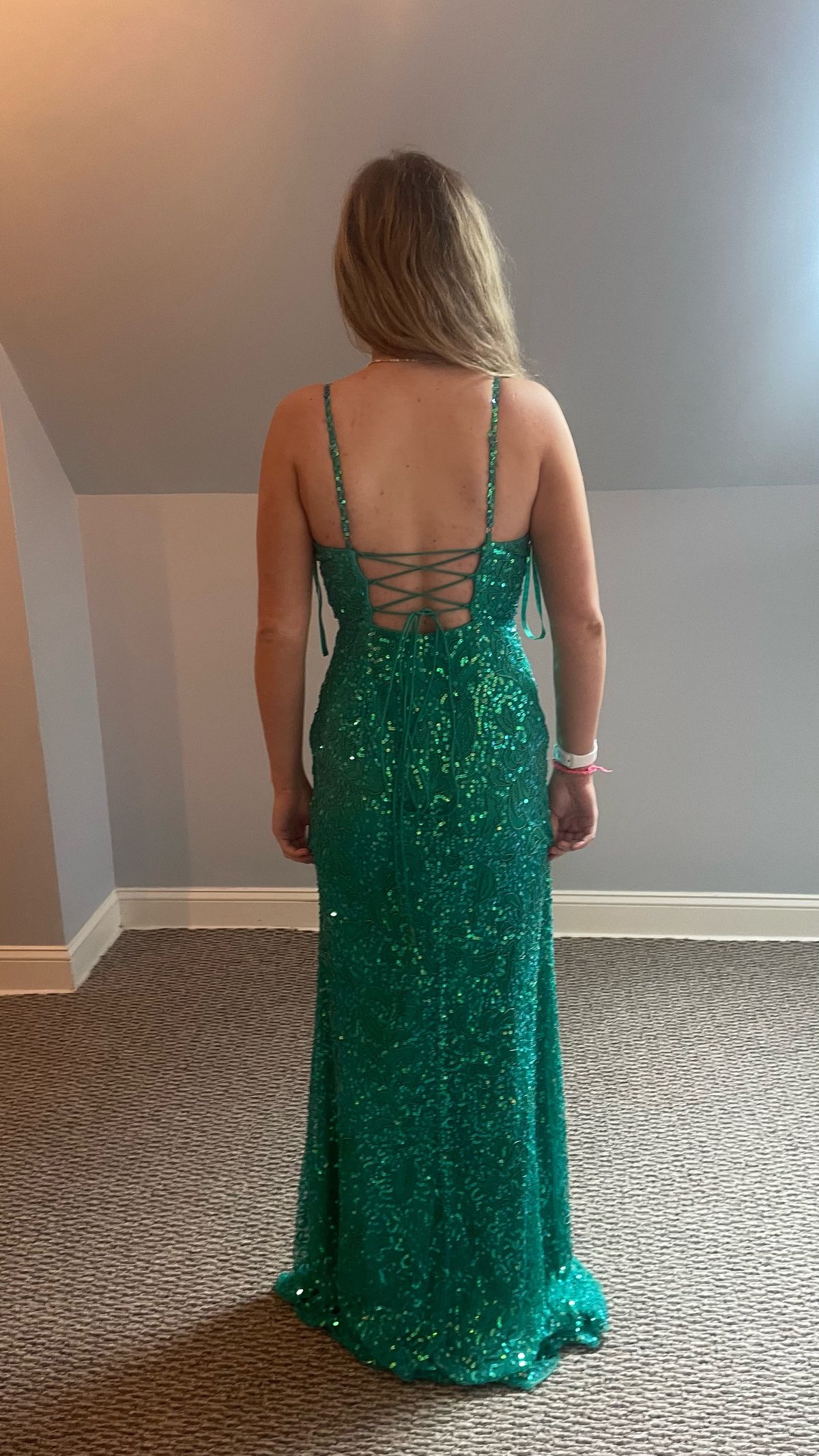 Ashley Lauren Size 6 Wedding Plunge Light Green Mermaid Dress on Queenly