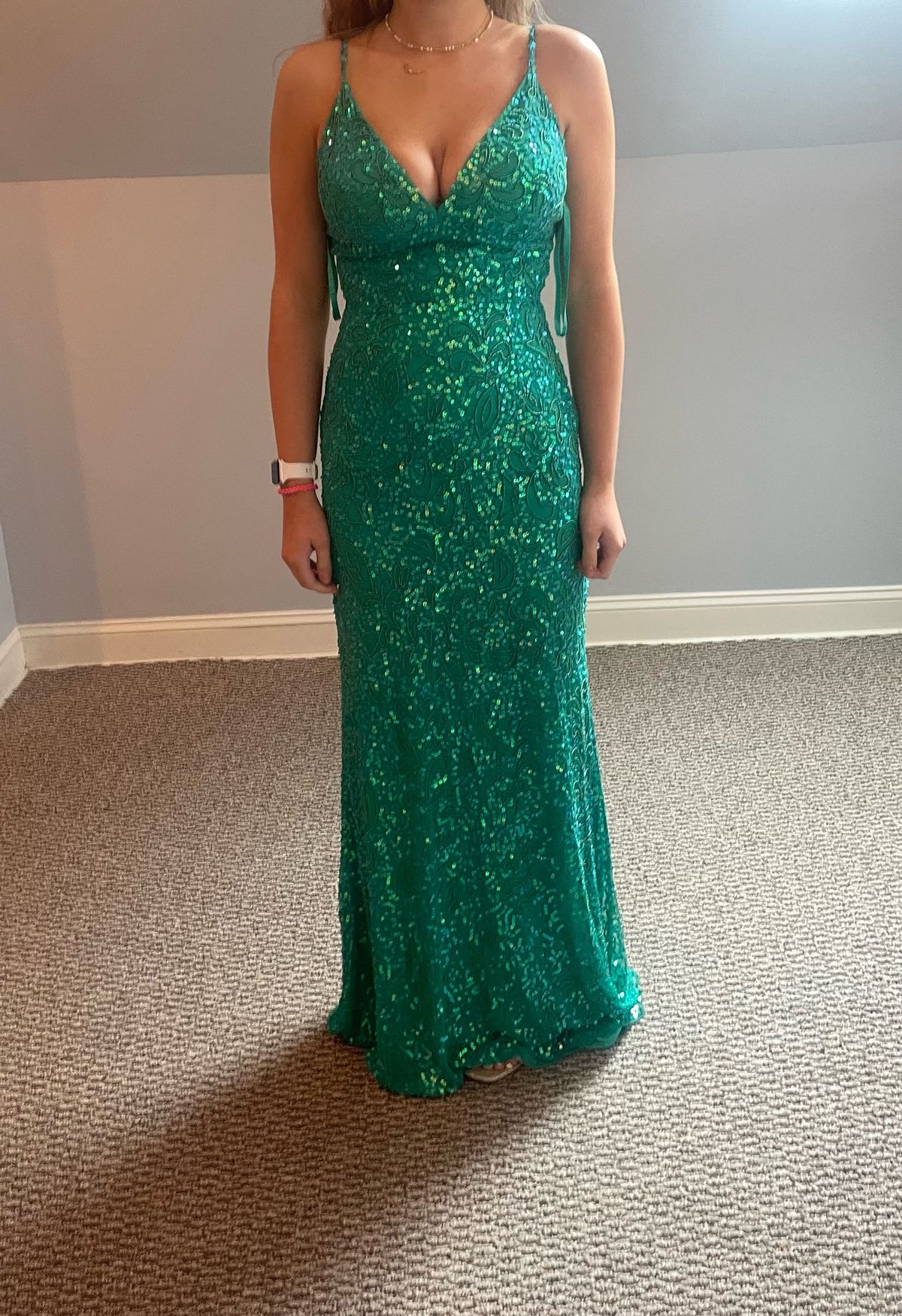 Ashley Lauren Size 6 Wedding Plunge Light Green Mermaid Dress on Queenly