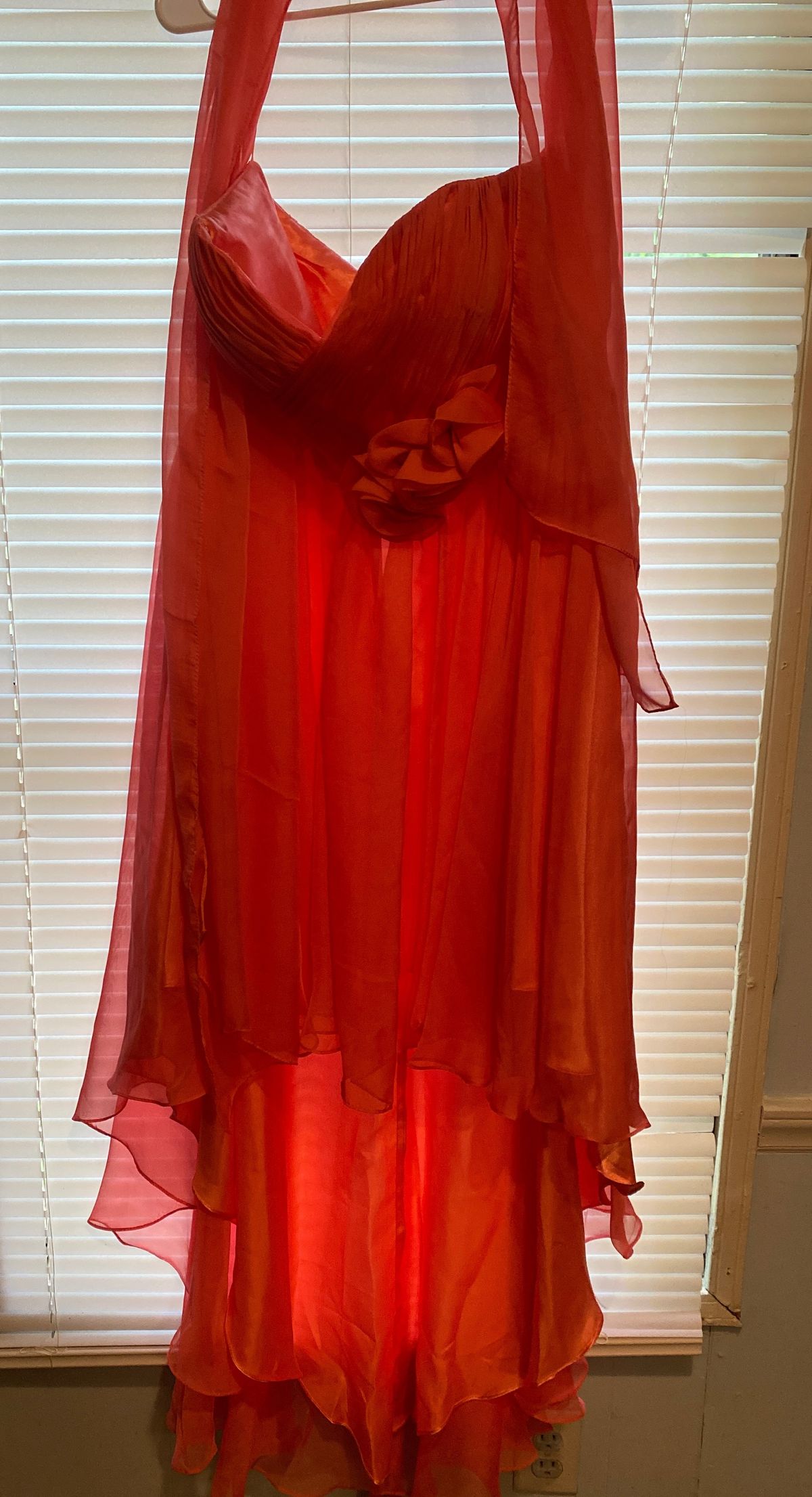 Size XL Prom Strapless Orange A-line Dress on Queenly