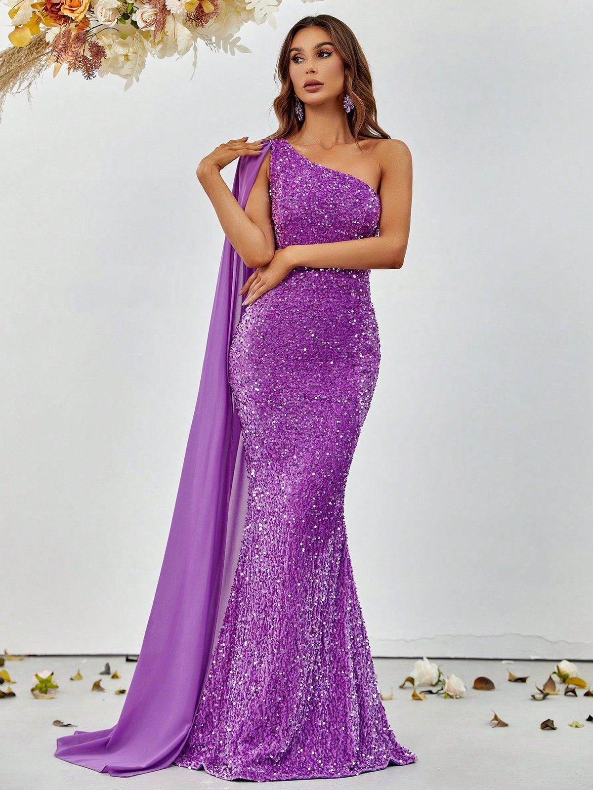 Style FSWD0421 Faeriesty Size S Prom One Shoulder Purple Floor Length Maxi on Queenly
