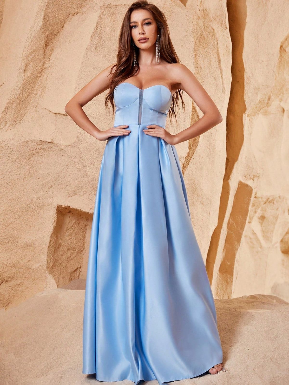 Style FSWD1103 Faeriesty Size XS Satin Blue A-line Dress on Queenly