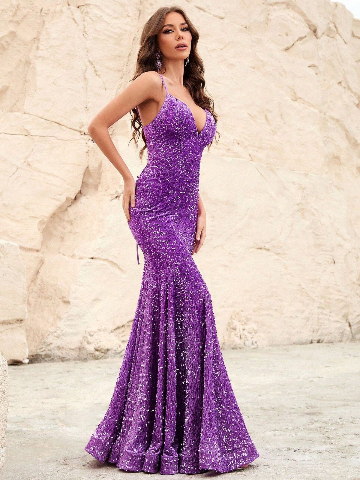 Style FSWD0620 Faeriesty Size XL Nightclub Purple Mermaid Dress on Queenly