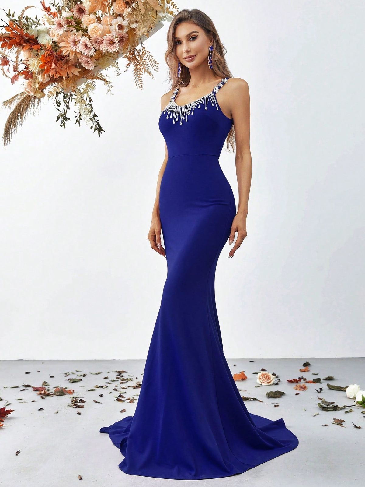 Style FSWD0901 Faeriesty Size M Sequined Royal Blue Mermaid Dress on Queenly