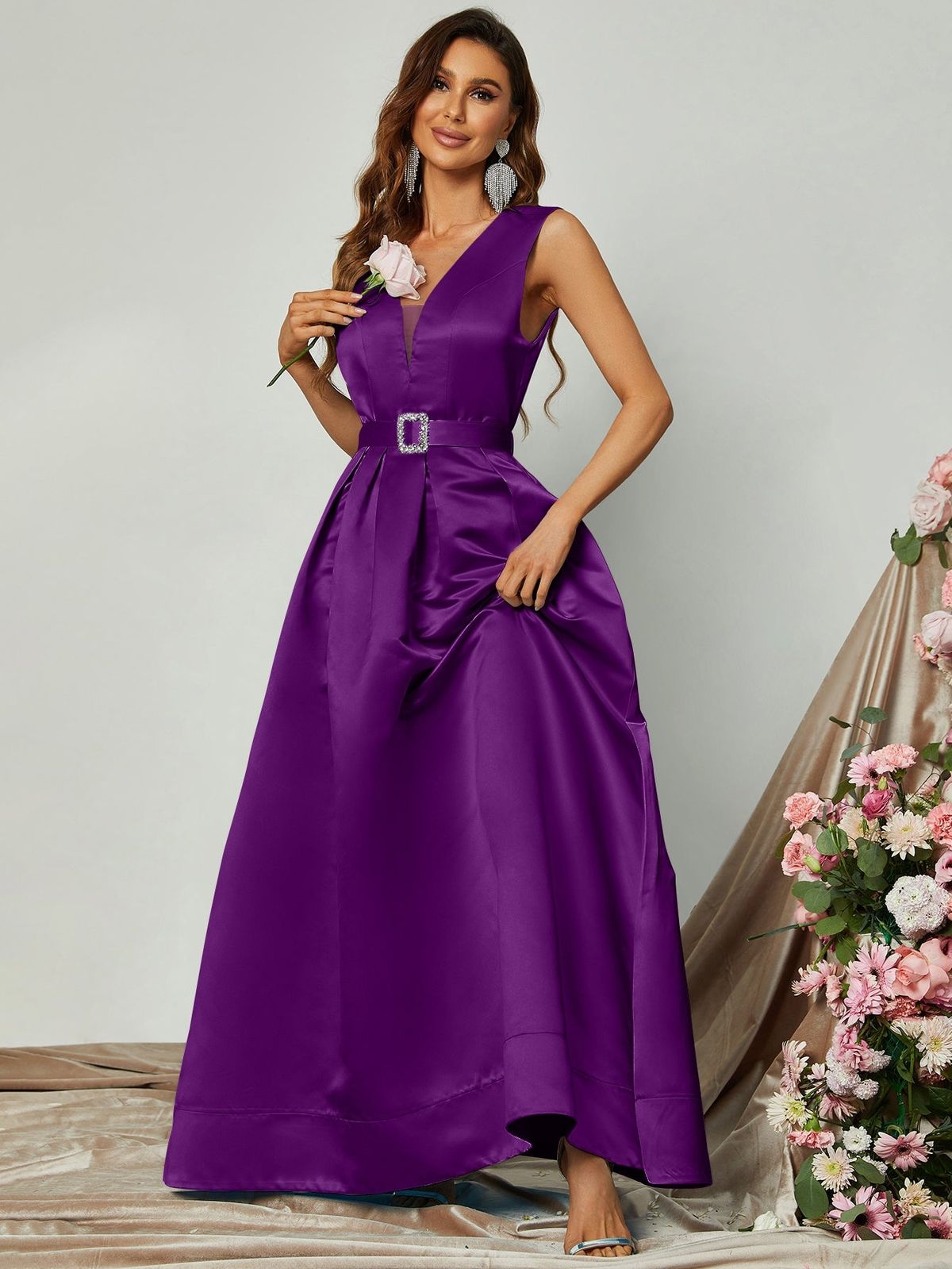 Style FSWD0731 Faeriesty Size XS Satin Purple Ball Gown on Queenly