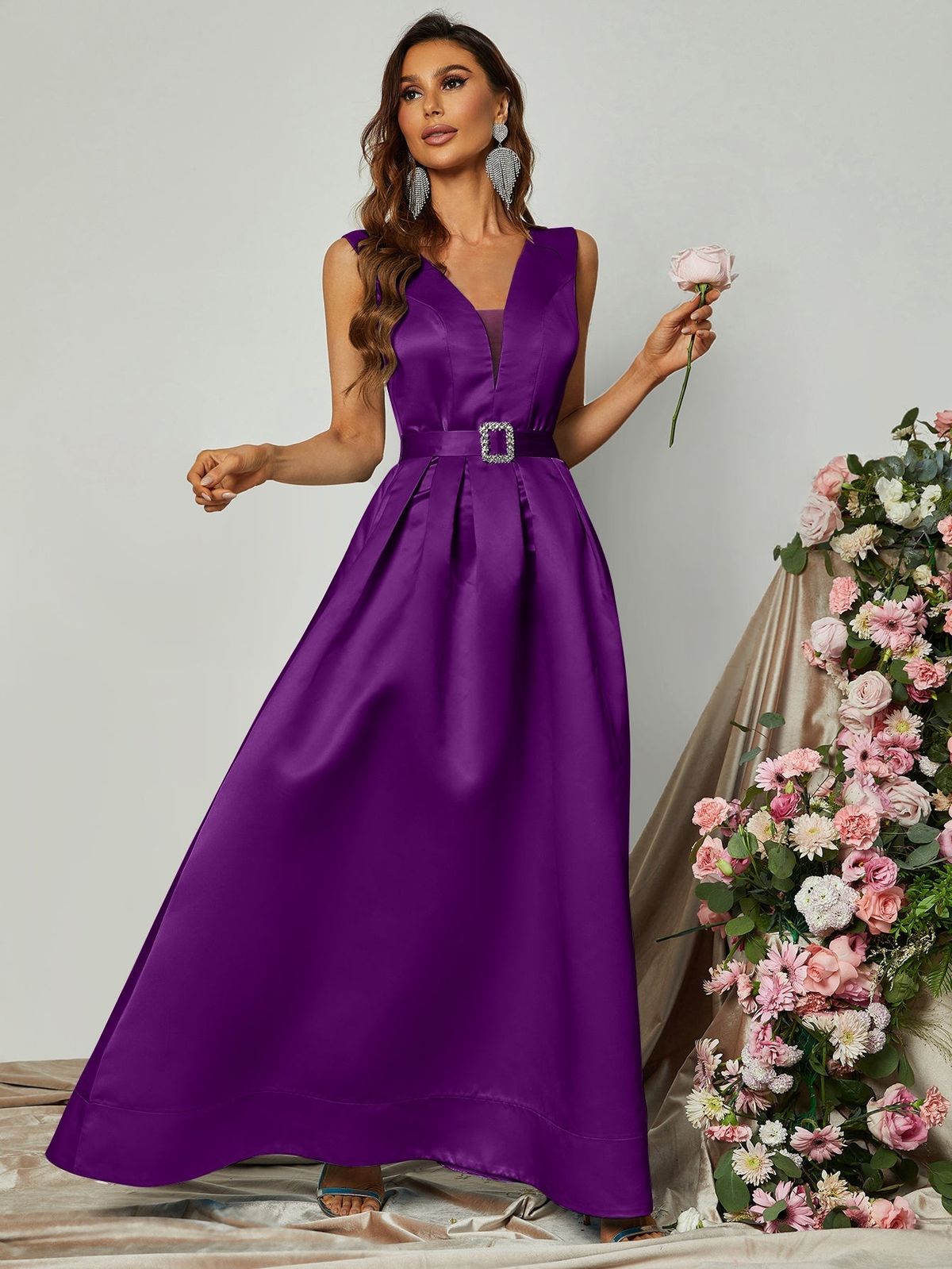Style FSWD0731 Faeriesty Size XS Satin Purple Ball Gown on Queenly