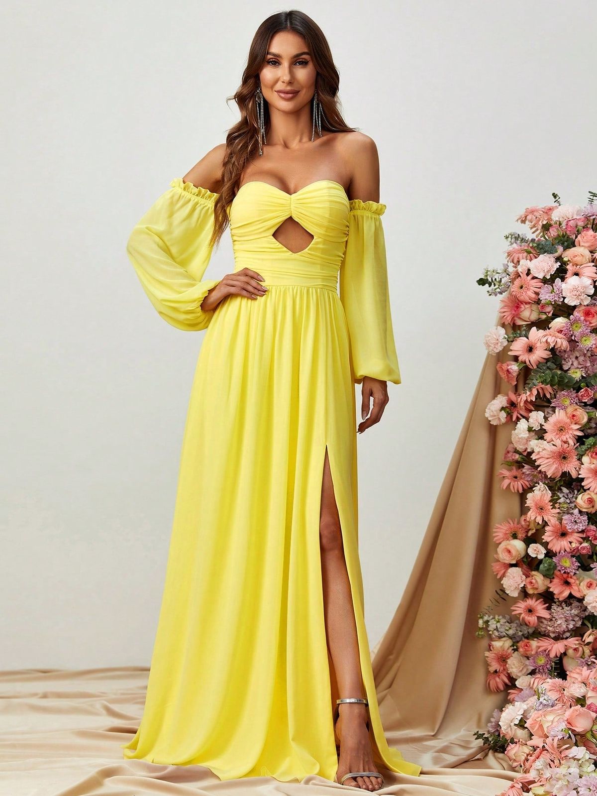 Style FSWD0635 Faeriesty Size XS Off The Shoulder Yellow A-line Dress on Queenly