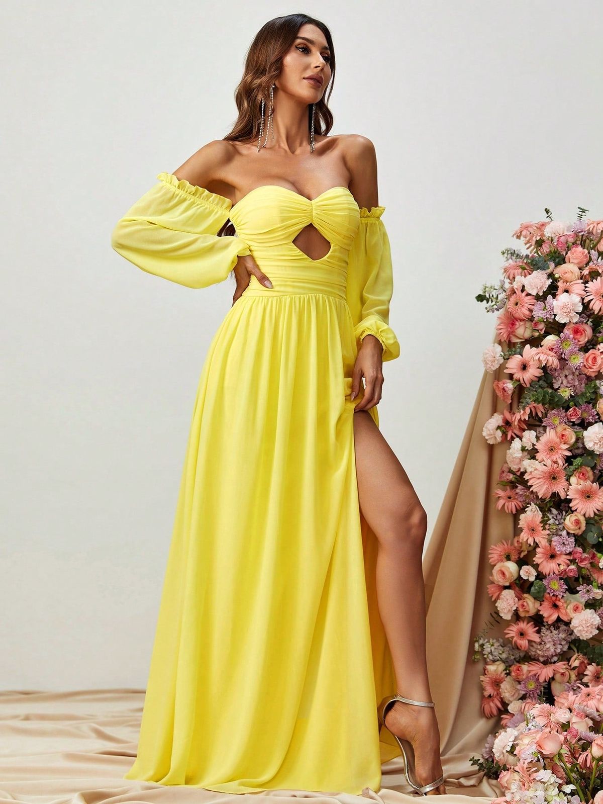 Style FSWD0635 Faeriesty Size S Off The Shoulder Yellow A-line Dress on Queenly