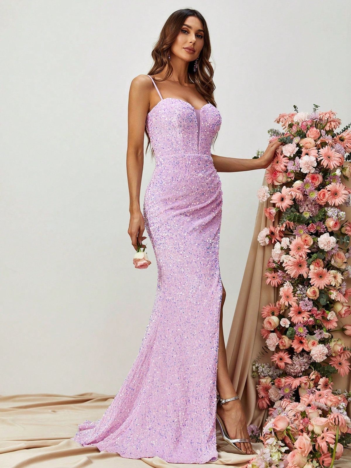 Style FSWD1330 Faeriesty Size L Purple Side Slit Dress on Queenly
