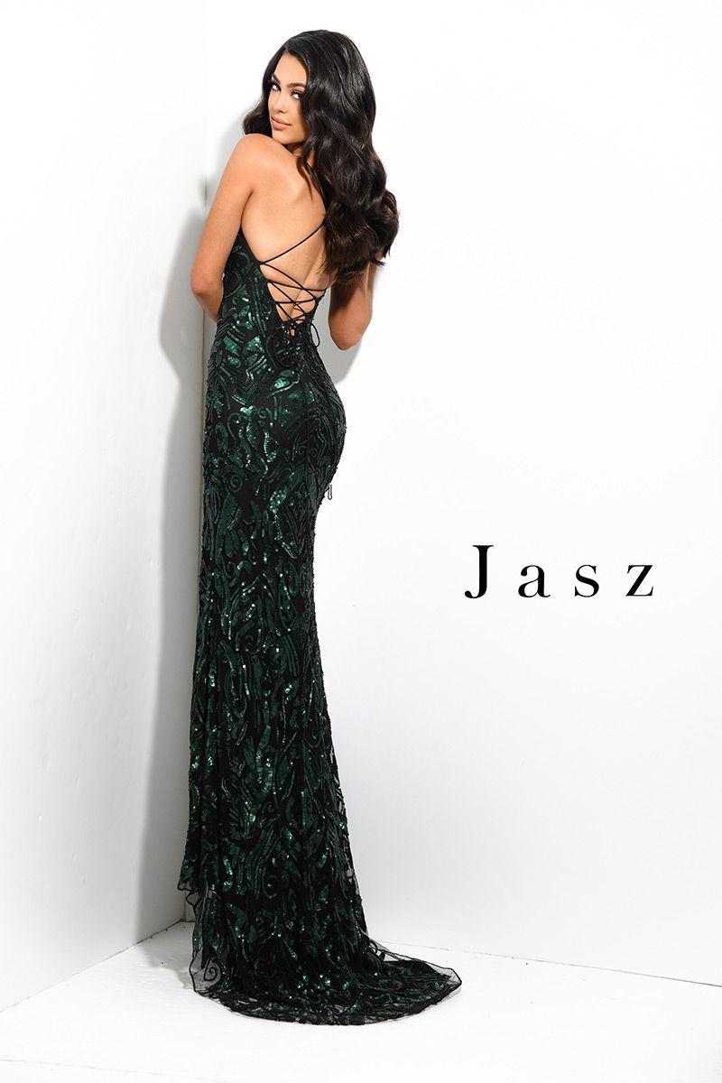 Style 7358 Jasz Couture Size 0 Pageant Black Side Slit Dress on Queenly