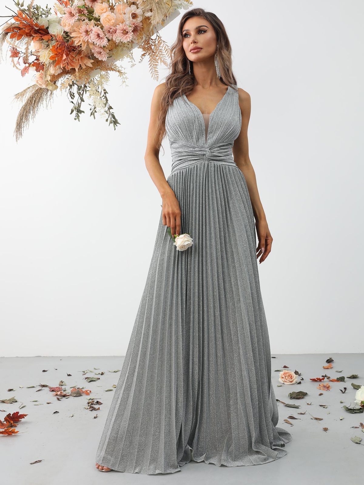 Style FSWD0972 Faeriesty Size L Satin Gray A-line Dress on Queenly