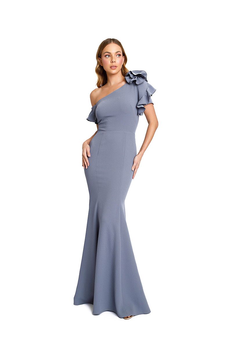 Style 658L Nicole Bakti Size 10 Pageant Gray Mermaid Dress on Queenly
