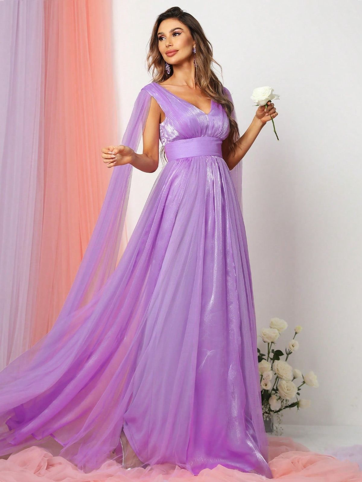 Style FSWD8089 Faeriesty Size L Bridesmaid Plunge Purple A-line Dress on Queenly