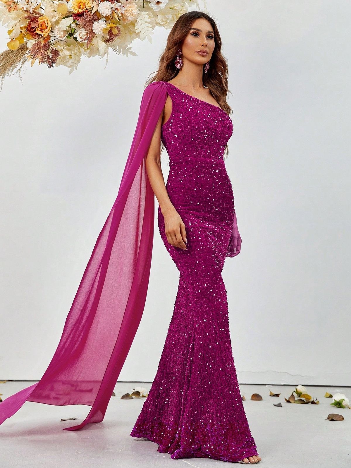 Style FSWD0421 Faeriesty Size XS Prom One Shoulder Hot Pink Floor Length Maxi on Queenly