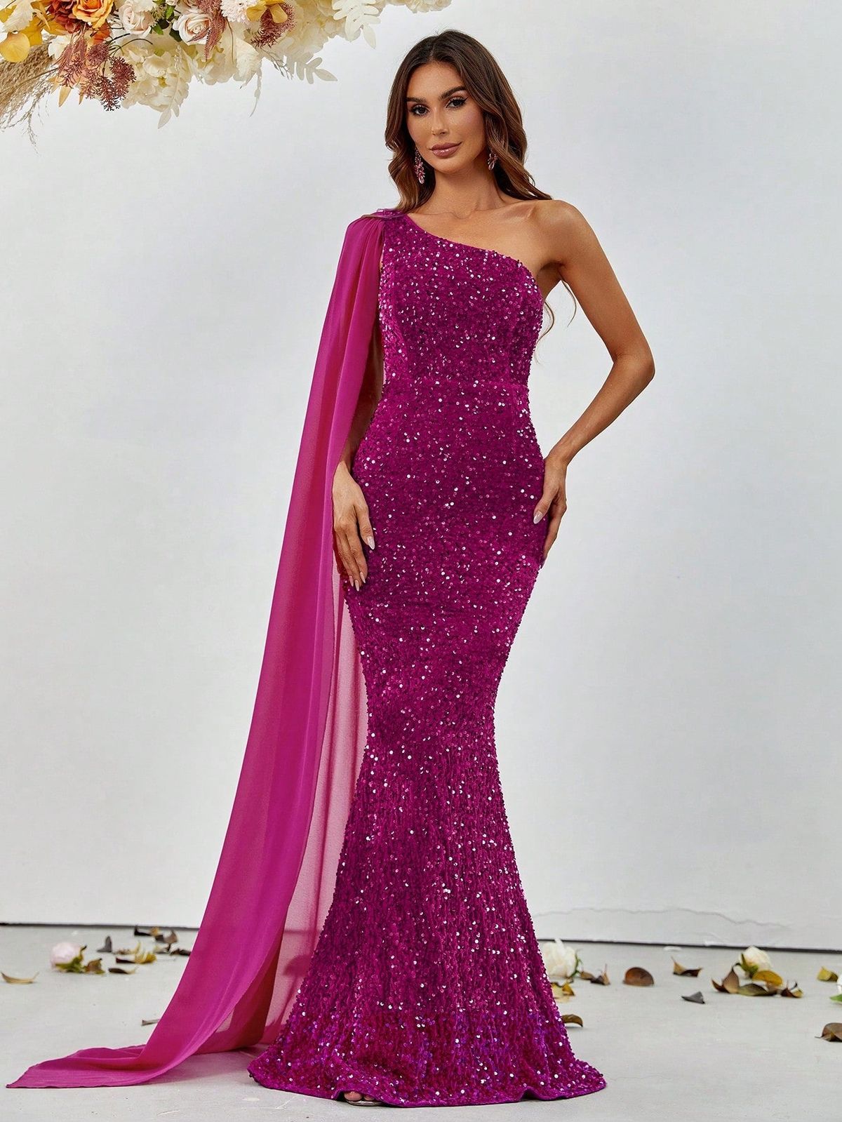 Style FSWD0421 Faeriesty Size XS Prom One Shoulder Hot Pink Floor Length Maxi on Queenly