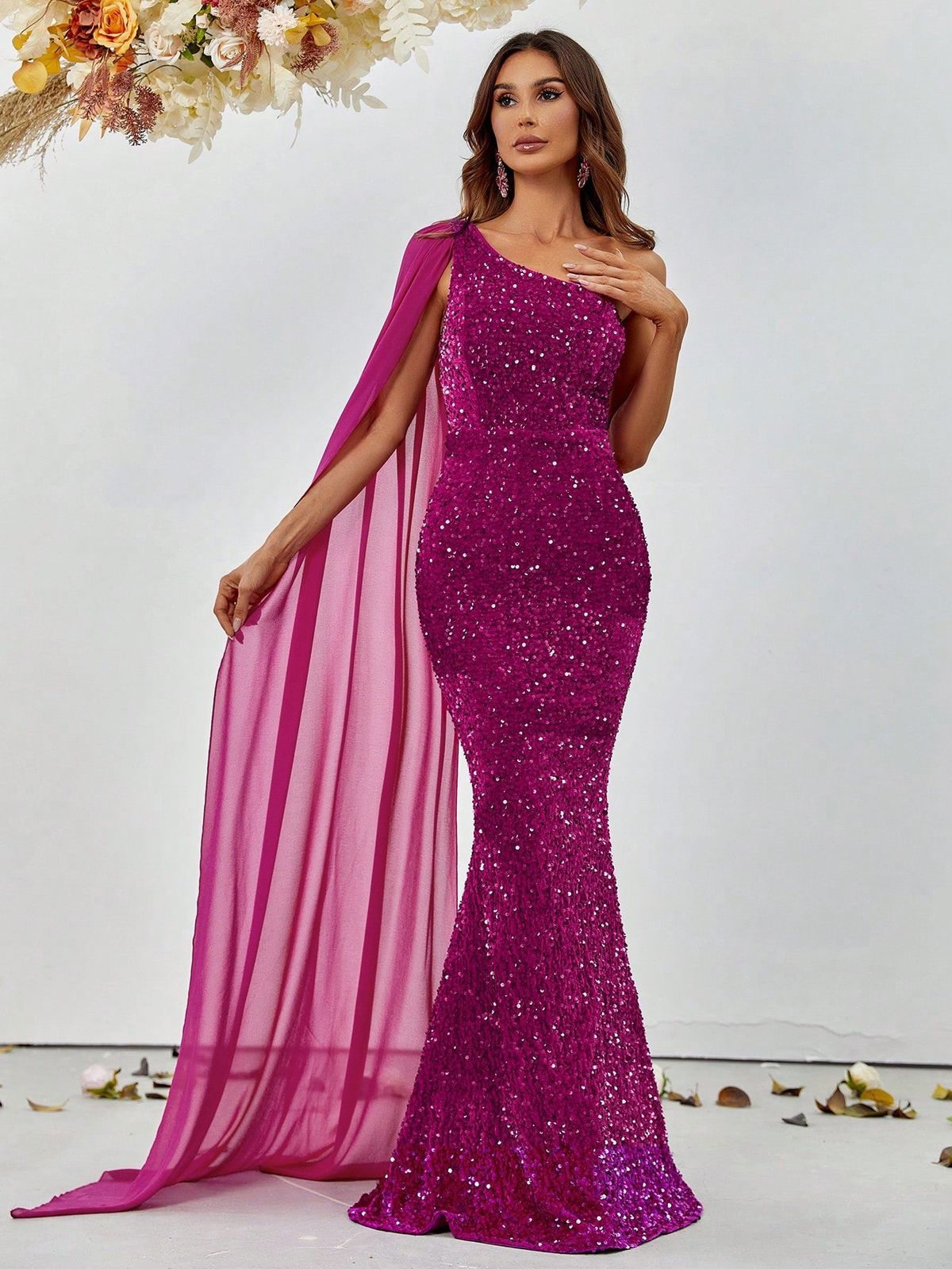 Style FSWD0421 Faeriesty Size L Prom One Shoulder Hot Pink Floor Length Maxi on Queenly