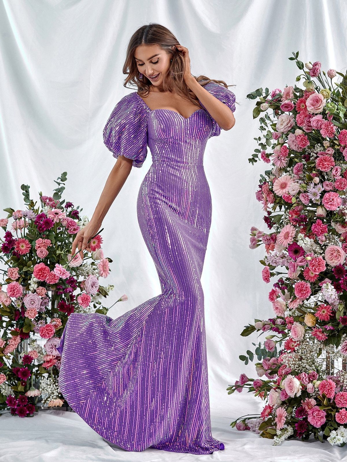 Style FSWD0986 Faeriesty Size M Prom Off The Shoulder Purple Mermaid Dress on Queenly