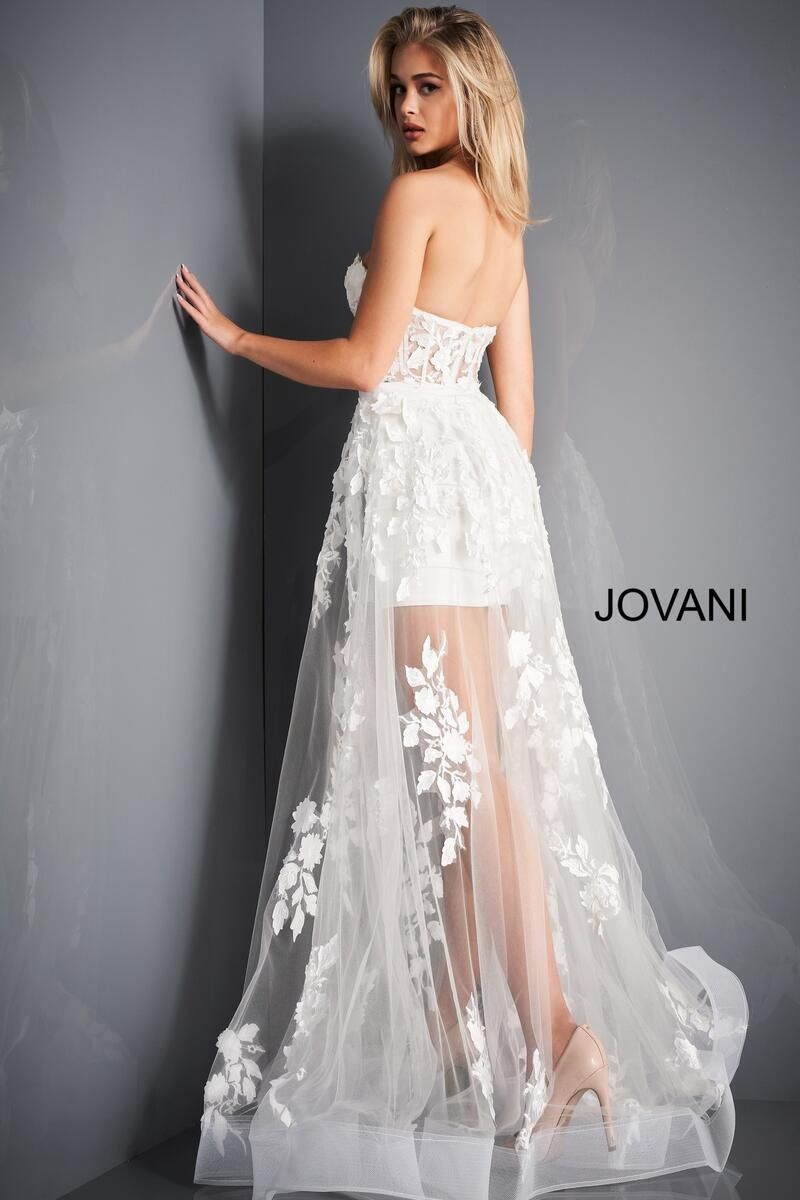 Style 02845 Jovani Size 6 Prom Strapless White A-line Dress on Queenly