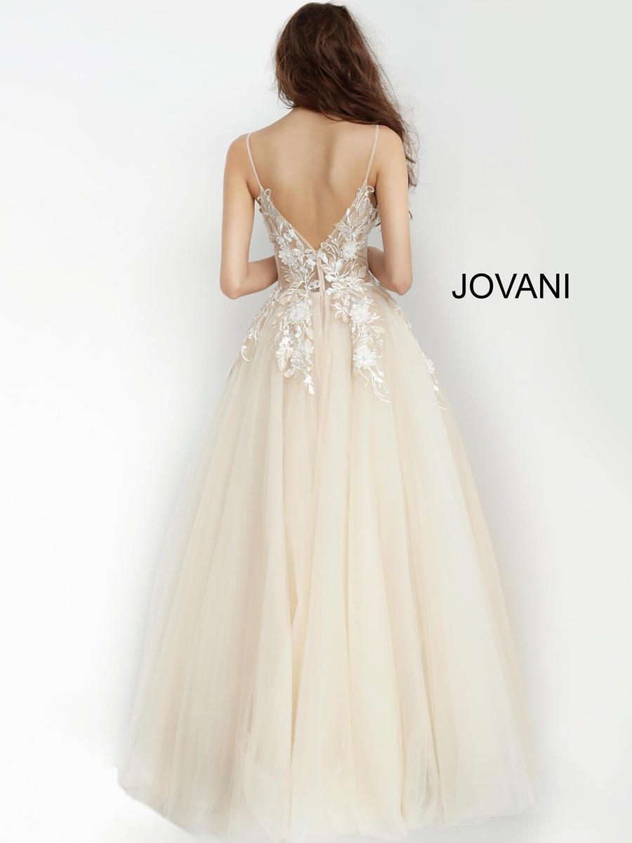 Style 02758 Jovani Size 8 Prom Plunge Nude Ball Gown on Queenly