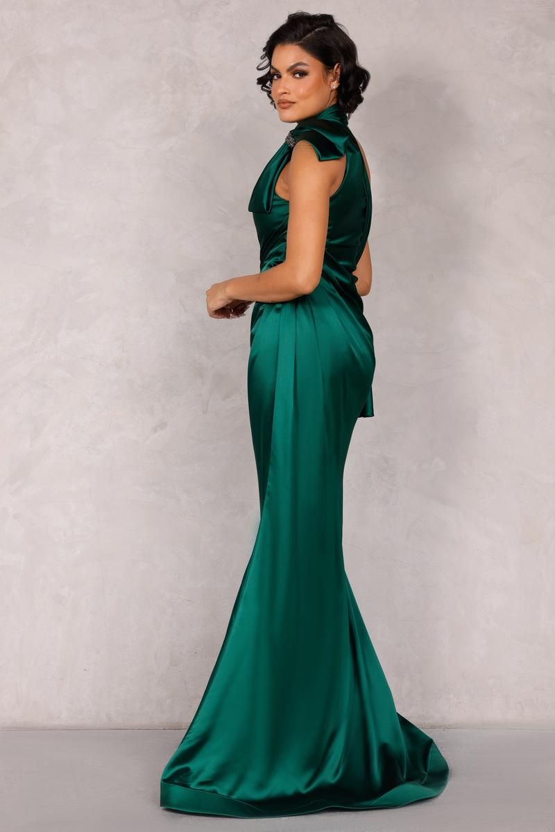 Style 2112P4313 Terani Couture Size 10 Prom Emerald Green Floor Length Maxi on Queenly