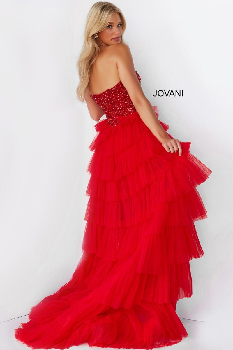 Style 08100 Jovani Size 14 Prom Strapless Red Ball Gown on Queenly