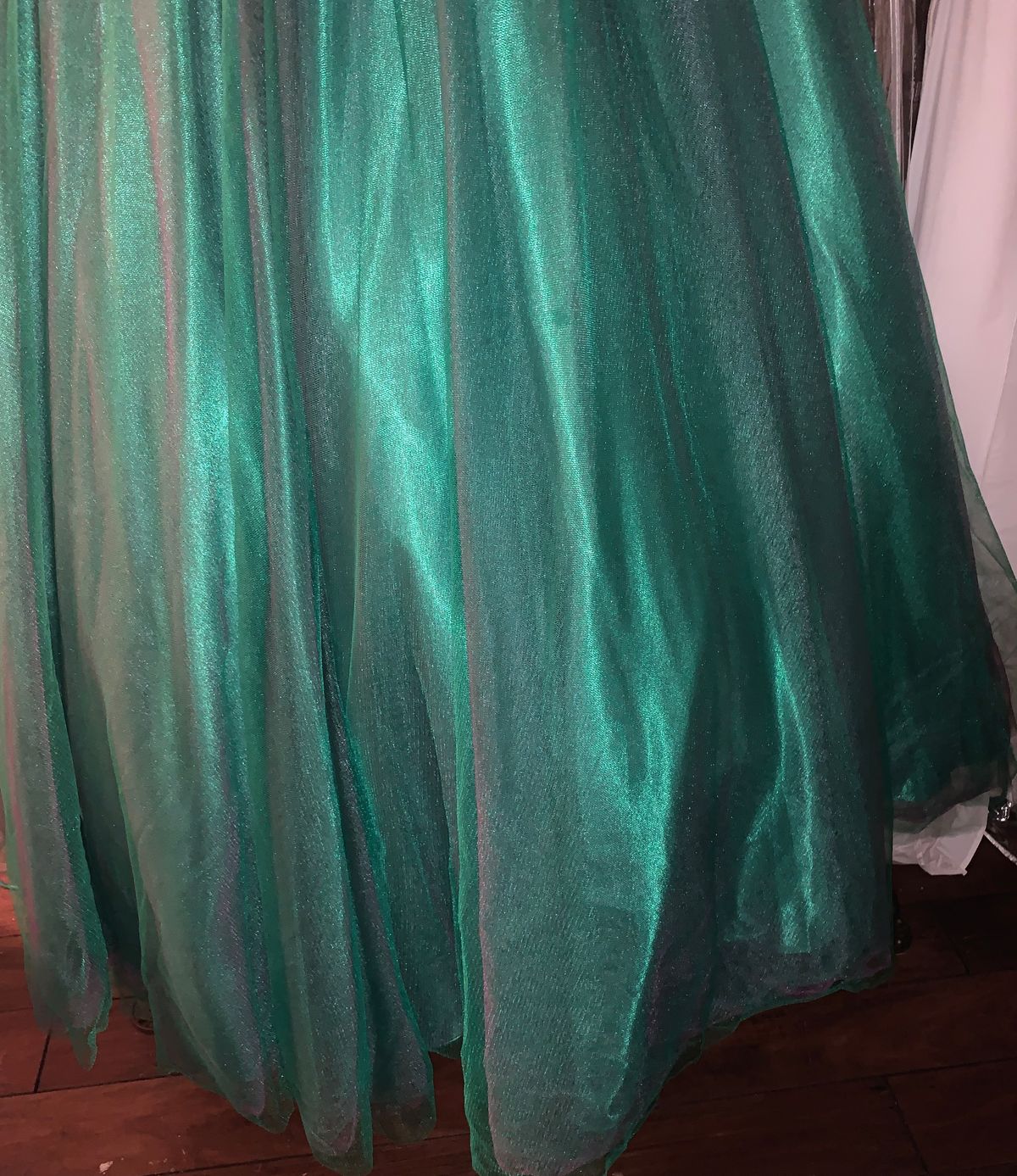 Size 4 Prom Sequined Green Ball Gown on Queenly